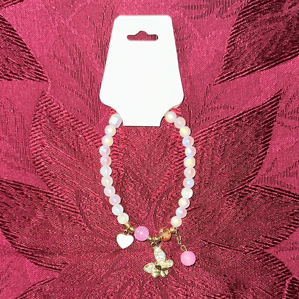 Gold and Pink Butterfly Charm Bracelet - Picture 4 of 4